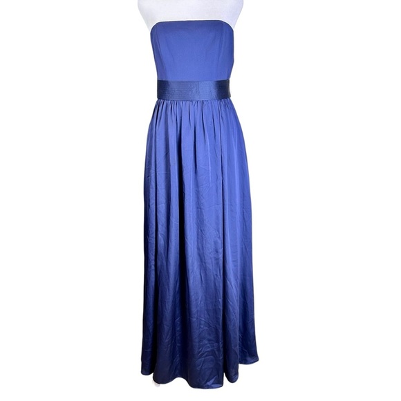 White by Vera Wang Blue Strapless Pleated Gown - Picture 1 of 12
